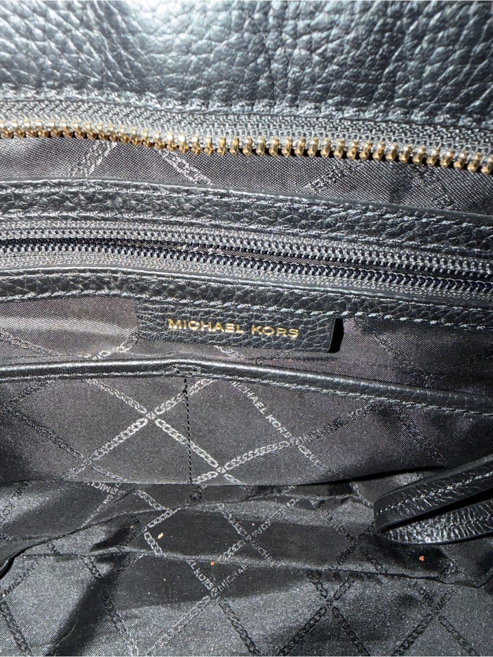 Michael Kors Black Leather Pebbled Tote with Gold Hardware - Picture 4 of 4
